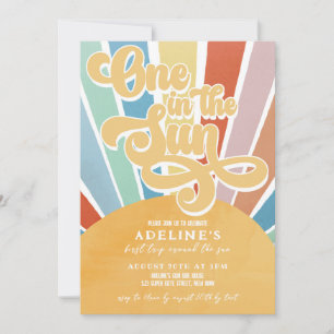 Invitation Soleil 1er anniversaire Rainbow Colorful Boho