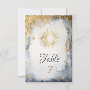 Invitation Soleil céleste, Lune, Etoiles Aquarelle