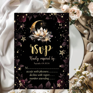 Invitation Soleil céleste, Lune, Étoiles Ciel de nuit Rose RS