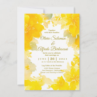 Invitation Soleil et fleurs : Aquarelle jaune Floral
