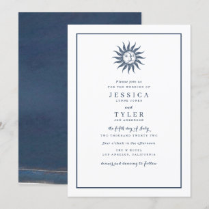 Invitation Soleil et Lune Célestes Bleus