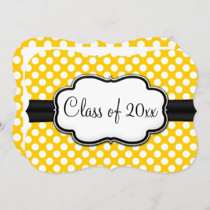 Invitation Soleil Jaune Polka Dot Graduation/Fête