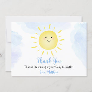 Invitation Soleil Nuages Bleu Merci d'anniversaire