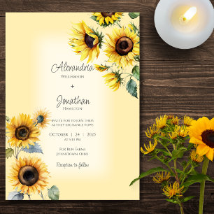Invitation Soleils Rustiques sur un Mariage Or Pâle Délavé