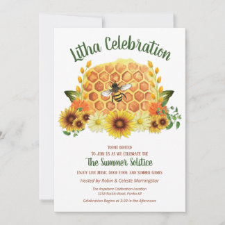 Invitation Solstice d'été Sunflower & Honeycomb Litha Party