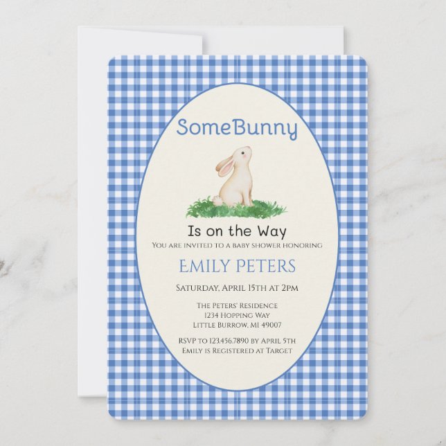 Invitation Some Bunny Baby Shower Blue (Devant)