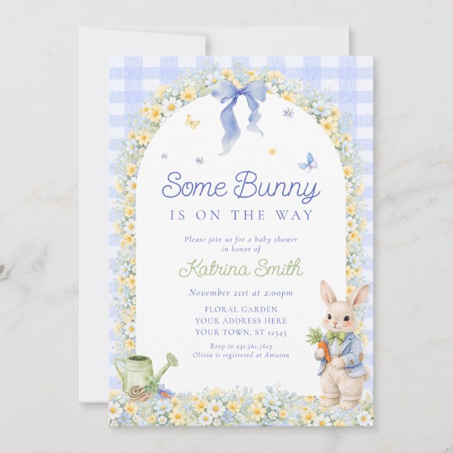 Invitation Some Bunny Boy Baby Shower (Devant)
