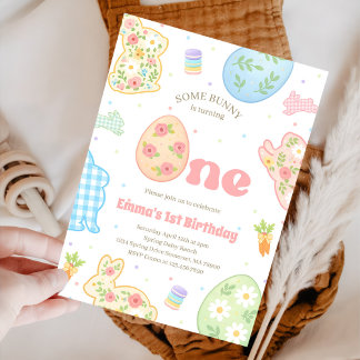Invitation Some Bunny is Turning One Pastel Birthday