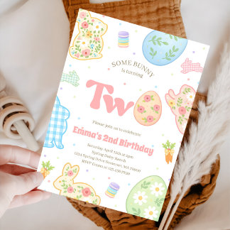 Invitation Some Bunny is Turning Two Pastel Birthday