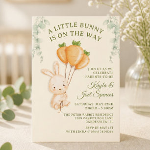 Invitation Some Bunny On The Way Carrot Balloon Baby Shower