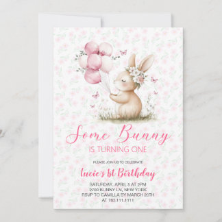 Invitation Some Bunny spring Birthday Party 