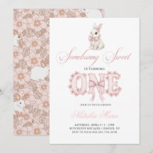 Somebunny Sweet 1st Birthday Spring Floral Invitat