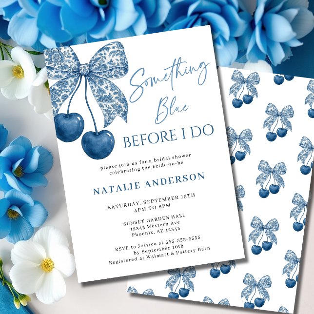 Invitation Something Blue Before I Do Blue Bow Bridal Shower (Créateur téléchargé)