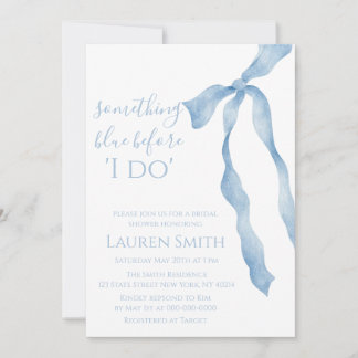 Invitation Something Blue Before I Do" Bridal Shower Invitati