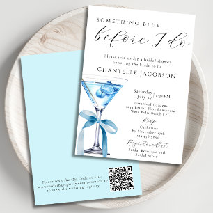Invitation Something Blue Chic Martini Code QR de Remise de C