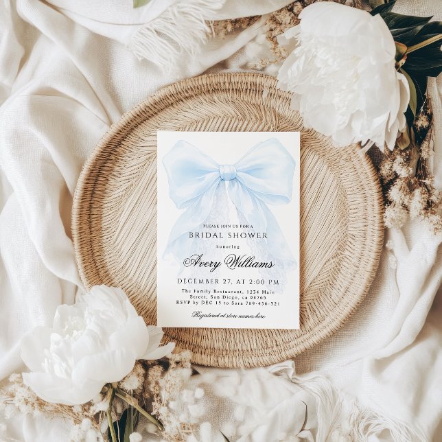 Invitation Something Blue Elegant Lace Ribbon Design (Créateur téléchargé)