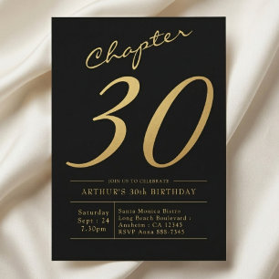 Invitation Son 30e Anniversaire 30 Ans Fête Noir Or