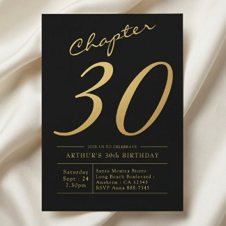 Invitation Son 30e Anniversaire 30 Ans Fête Noir Or