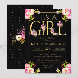 Invitation Son Aquarelle Fille Fleurit Le Baby shower Floral 