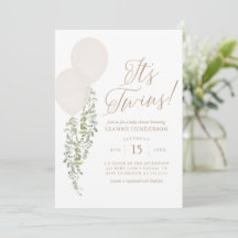 Son Baby shower Eucalyptus à ballets blancs jumeau