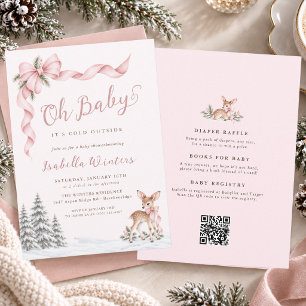 Invitation Son bain dehors rose bébé fille Shower TOUT EN UN