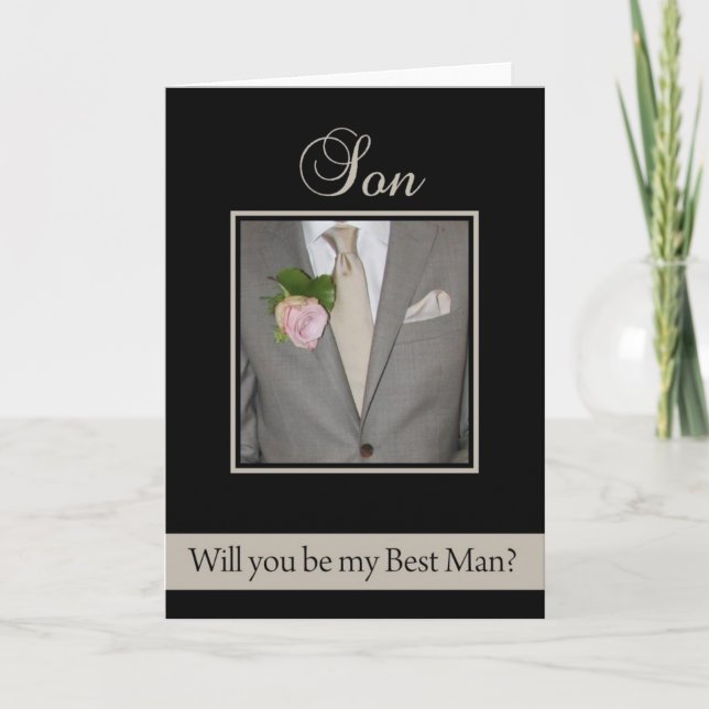 Invitation Son Best Man demande un costume gris (Devant)