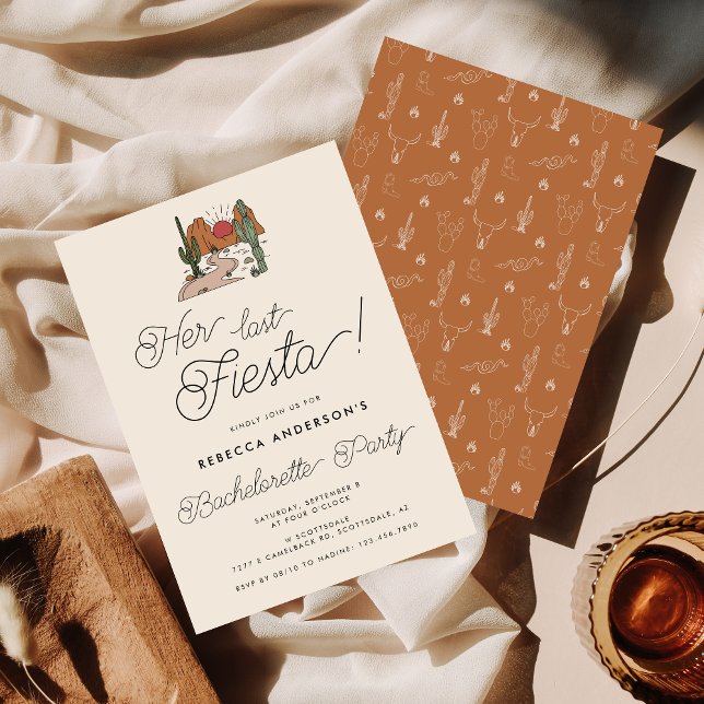 Invitation Son Dernière Fiesta Desert Cactus Bachelorette Par (Créateur téléchargé)