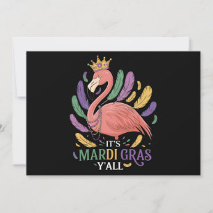 Invitation Son Flamant rose Mardi Gras Y'all