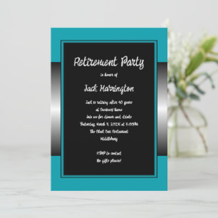 Invitation Son parti de retraite Black Turquoise Modern