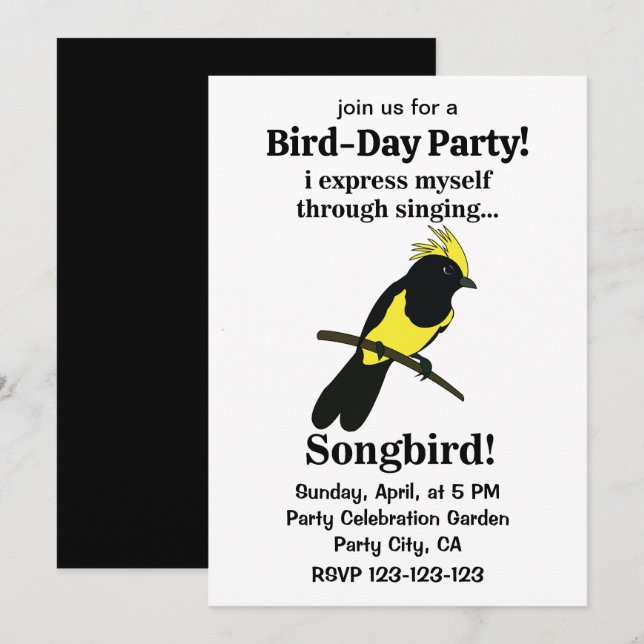 Invitation Songbird Tit Bird Funny Birdwatcher Anniversaire (Devant / Derrière)