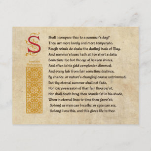 Invitation Sonnet 18 de Shakespeare (XVIII) sur parchemin