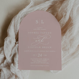 Invitation SOPHIA Arch Blush Pink Monogramme Simple Mariage