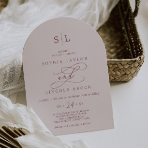 Invitation SOPHIA Arch Monogramme Bourgogne et Mariage roux