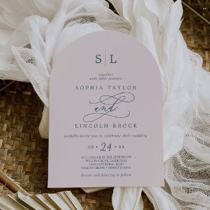 Invitation SOPHIA Arch Monogramme rose Blush et Mariage de ma