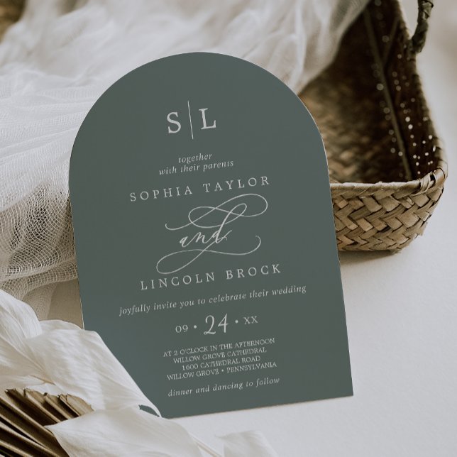 Invitation SOPHIA Arch Tropical Green Destination Mariage (SOPHIA Arch Tropical Green Destination Wedding Invitation)