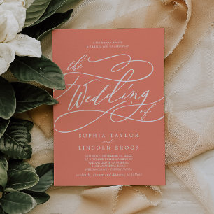 Invitation SOPHIA Bright Coral rose Orange Beach Mariage