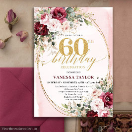 Invitation Sophisticated Boho Blush Gold 60th Birthday Invite