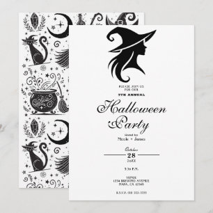Invitation Sorcière chapeau noir Wiccan Sorcières Fête d'Hall