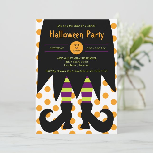 Invitation Sorcière de la fête d'Halloween (Debout devant)