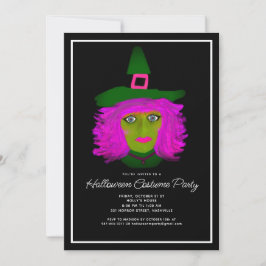 Invitation Sorcière de la fête du costume d'Halloween pour ad