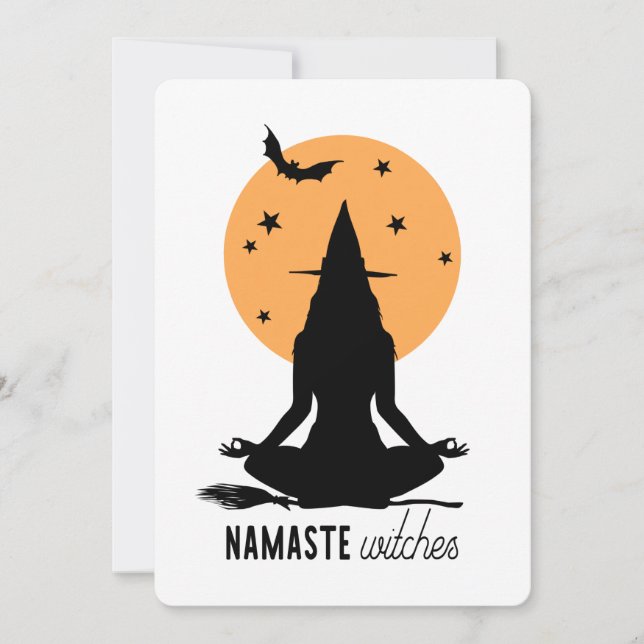 Invitation Sorcière de yoga Halloween contemporain (Devant)