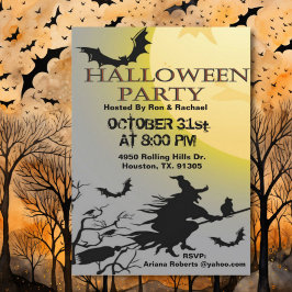 Invitation Sorcière Et Chauve-Feu D'Halloween Adulte En Vol
