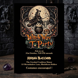Invitation Sorcière façon de faire la fête Pleine Lune Chaudr