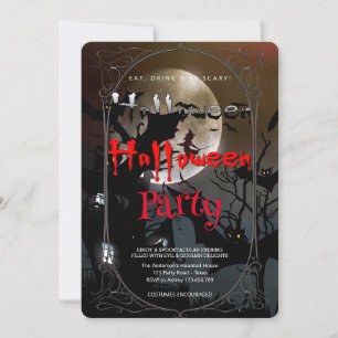 Invitation Sorcière gothique du parti d'Halloween et maison h