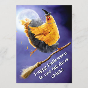 Invitation Sorcière Poule sur Balai