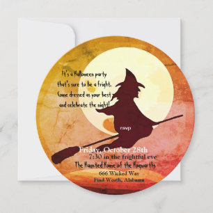 Invitation sorcière volante Halloween no 3