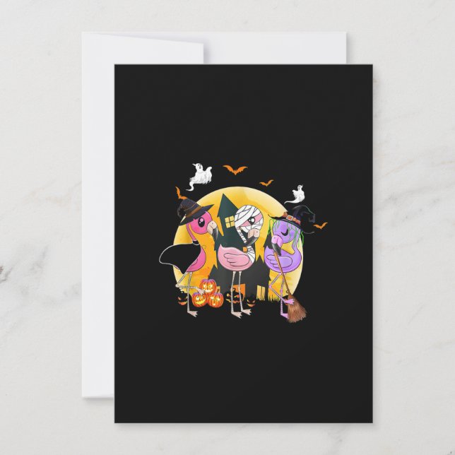 Invitation Sorcières avec des poches Halloween 2020 Flamant r (Devant)