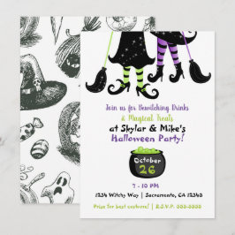 Invitation Sorcières Fantaisistes Fête de sorcières moderne d