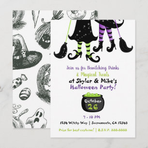Invitation Sorcières Fantaisistes Fête de Sorcières Moderne H