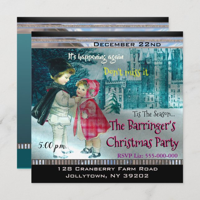 Invitation Sortez de la fête de Noël (Devant / Derrière)